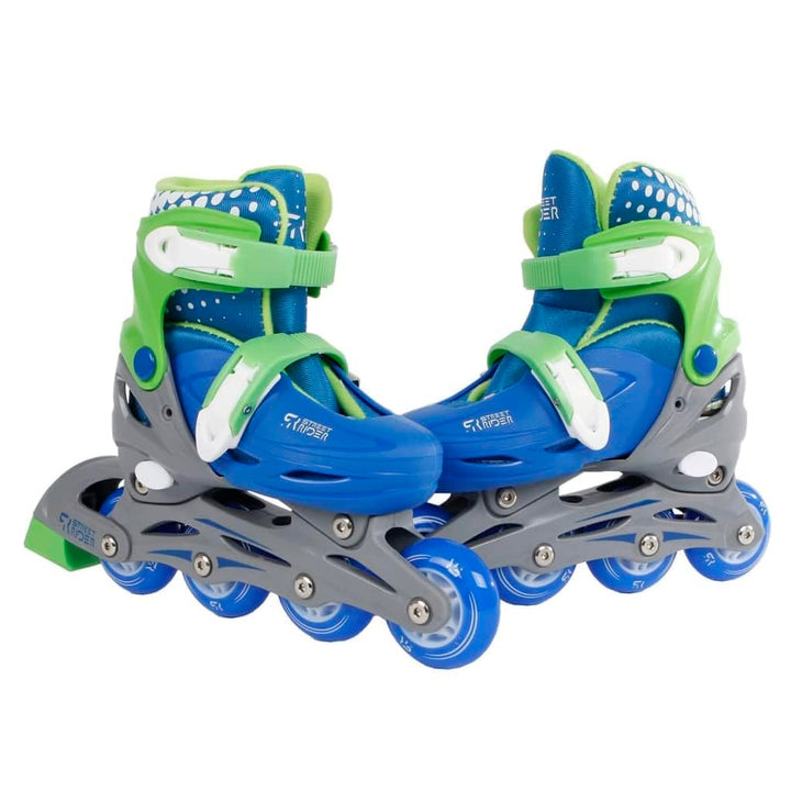 Kids Globe 720512 Street Rider Inlineskates (Inliner) grün/blau, verstellbar von Grösse 31-34, abec7