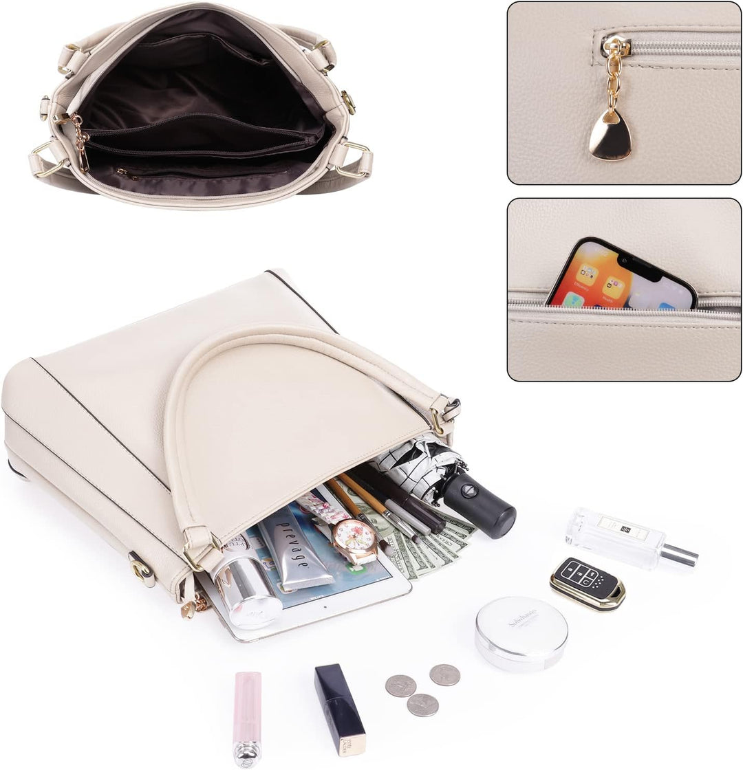 HAWEE Mode Damen Handtasche aus Weiches PU-Leder Umhängetasche Grosse Schultertasche mit Reissversch