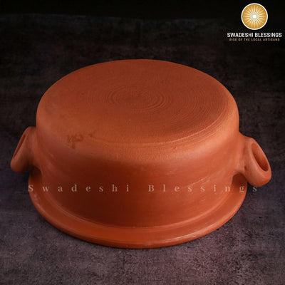 Swadeshi Blessings Exklusive Reihe unglasierter Tontopf zum Kochen und Servieren mit Deckel/Erdkadai