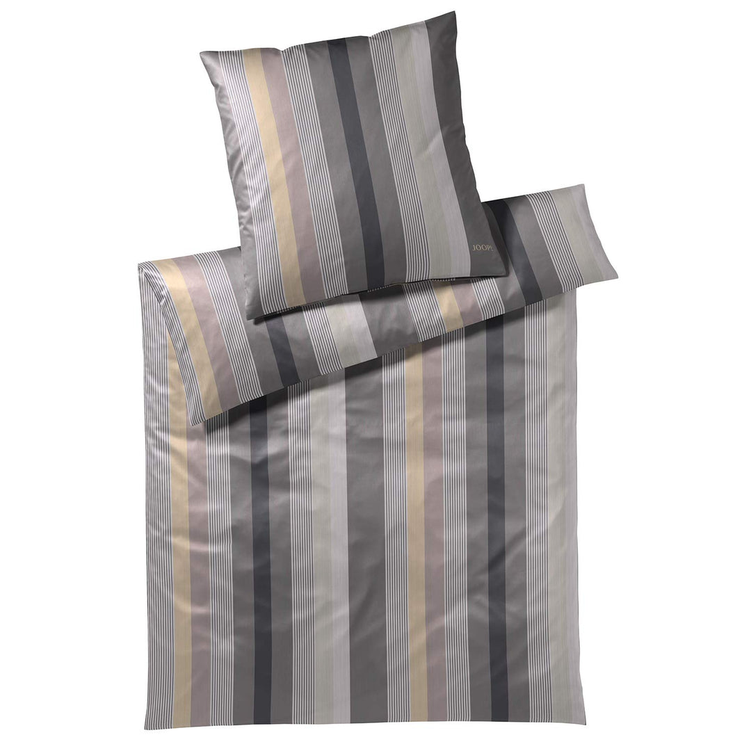 Joop! Bettwäsche Stripes Stone 1 Bettbezug 155 x 220 cm + 1 Kissenbezug 80 x 80 cm, 1 Bettbezug 155