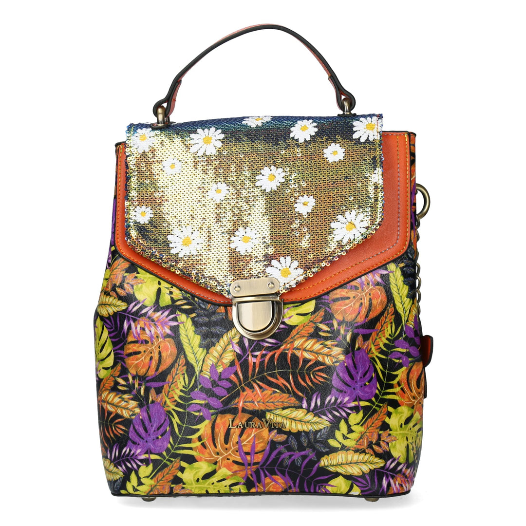Laura Vita Damen Rucksack Handtasche Steckschloss lässig Trend Sommerfarbe Artio Rot+lila Dunkel, Ro