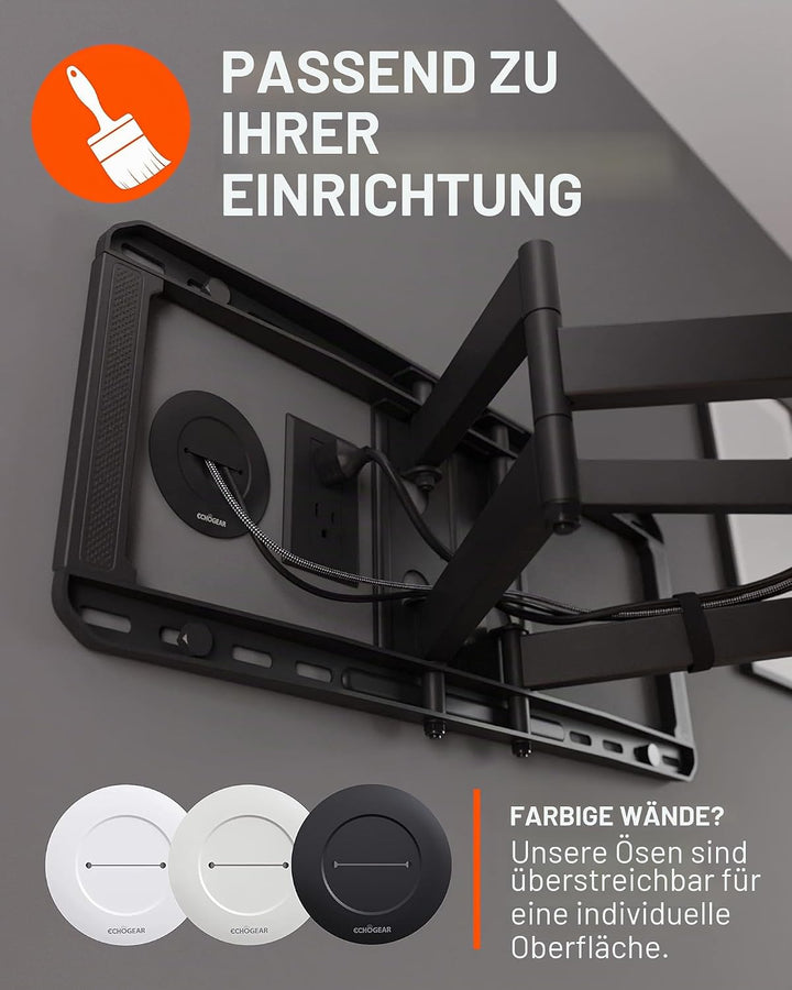 Echogear Kabel-Abdeckung für Wandfernseher - Wand-Kabeltüllen-Kit CMIWG Schwarz, Schwarz