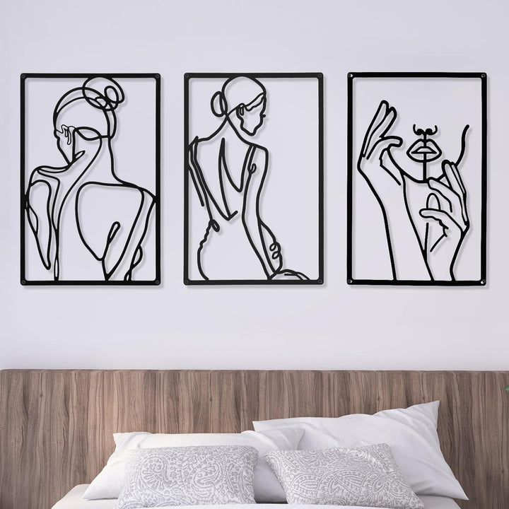 CHENGU Minimalistische abstrakte Frauen-Wandkunst, Linienzeichnung, Wandkunst, Dekoration, einzeilig