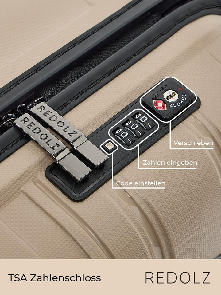 REDOLZ Hartschalen Kabinen-Koffer | Kleiner Trolley 40 x 20 x 55 cm aus hochwertigem, leichtem Polyp