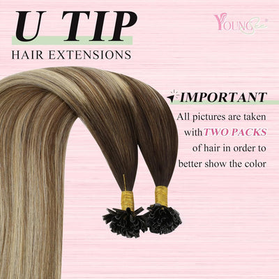 YoungSee Bonding Extensions Echthaar Balayage Keratin Bondings Echthaar 45cm Extensions Echthaar Bon