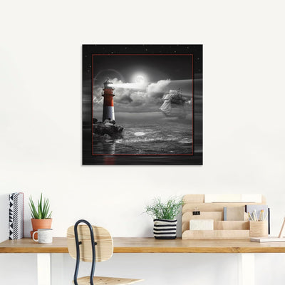 ARTland Glasbilder Wandbild Glas Bild einteilig 40 x 40 cm Maritim Meer Küste Strand Leuchtturm Sege