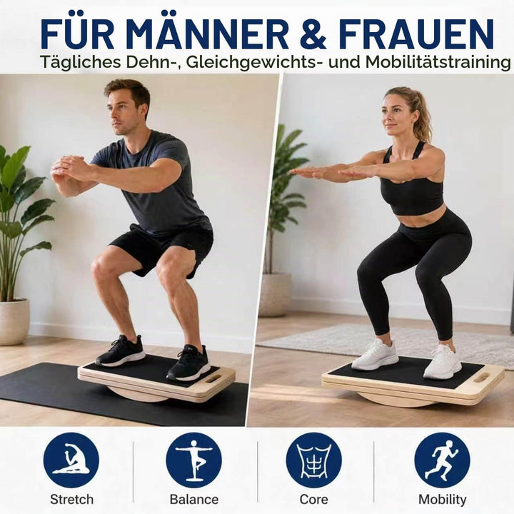 Balance Board - Wadendehner Schrägbrett aus Holz -Übungshilfe - Holz Balance Trainer für Core, Gleic