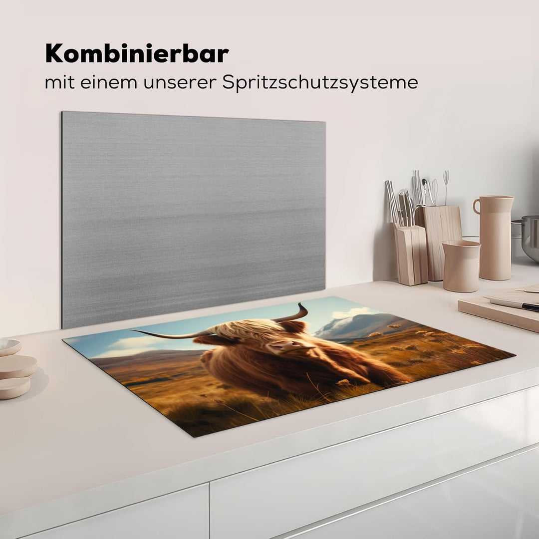Herdabdeckplatte 80x52 cm Einteilig Ceranfeld Abdeckplatte für Induktionsschutz Ceranfeldabdeckung V