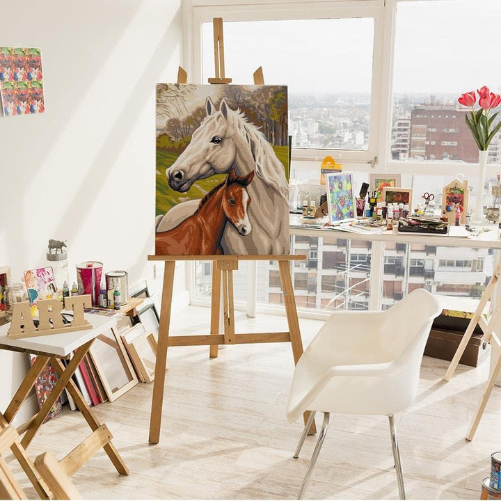 Artnapi Malen nach Zahlen Erwachsene mit Rahmen | DIY Handgemalt | Familie der Pferde | Kit für Anfä