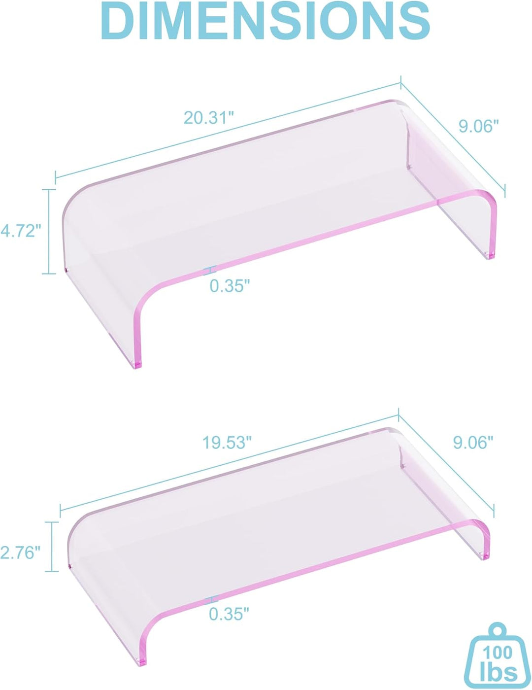 Monitorständer Acryl 2er-Set, 2-Ebenen Bildschirmerhöhung Modular, PC Monitor-Erhöhung, Schreibtisch