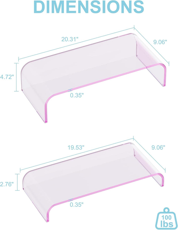 Monitorständer Acryl 2er-Set, 2-Ebenen Bildschirmerhöhung Modular, PC Monitor-Erhöhung, Schreibtisch