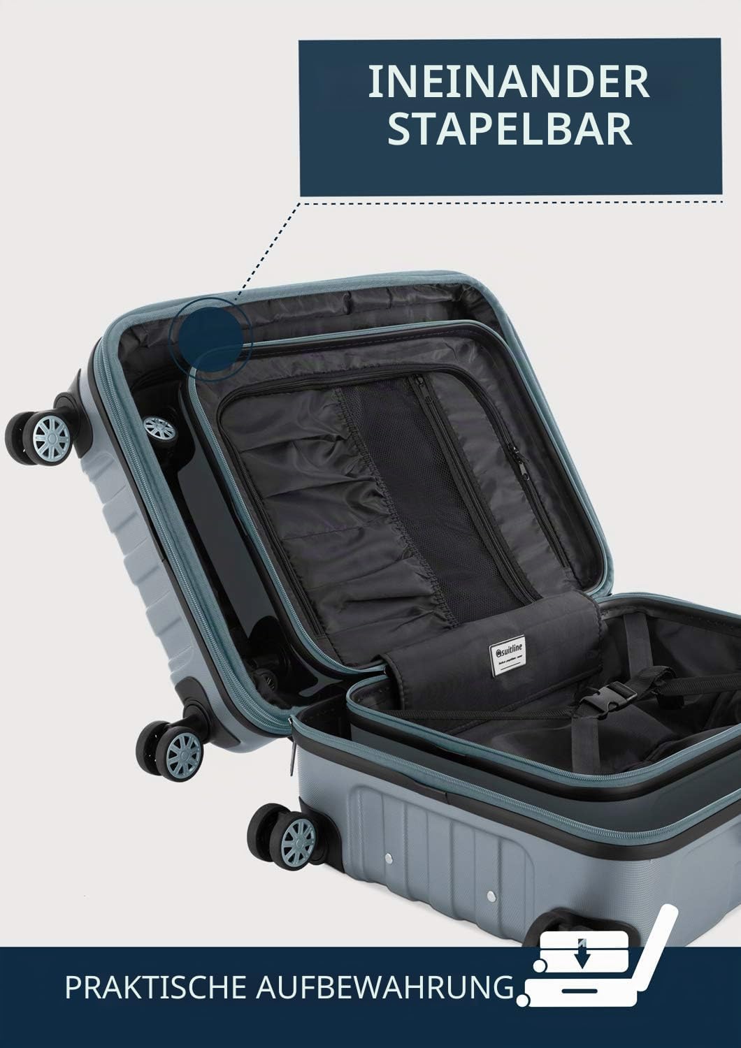 SUITLINE grosser Hartschalen-Koffer Koffer Trolley Rollkoffer XL Reisekoffer, TSA, 76 cm, ca. 96-110