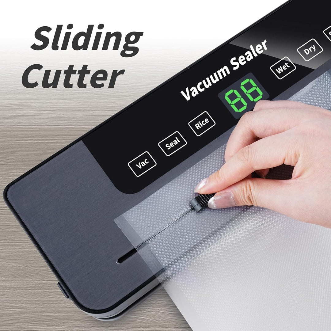 6-in-1 Vakuumiergerät, Vakuumierer mit 30cm Siegelnaht und Digitaler LED-Countdown-Anzeige,50PCS Vak
