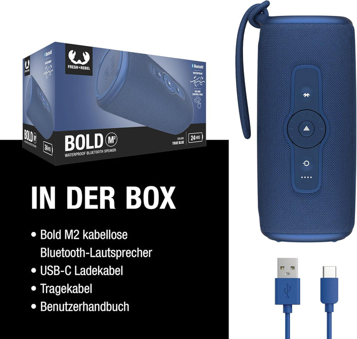 Fresh 'n Rebel Bold M2, Bluetooth Lautsprecher mit 24 Uhr spielzeit, Wasserdichter (IP67) Tragbarer