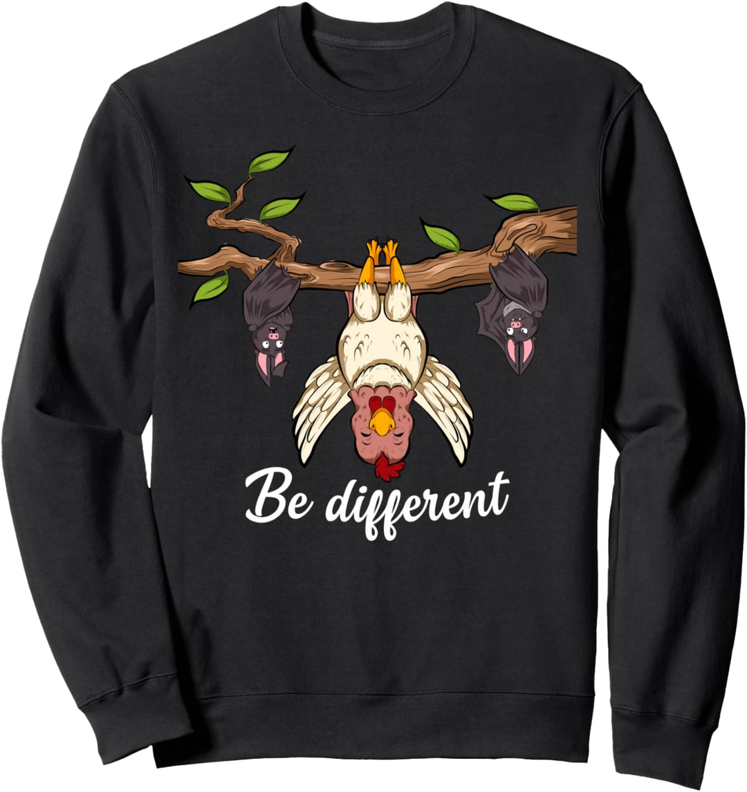 Fledermäuse und Huhn Shirt lustiges Be Different Sweatshirt