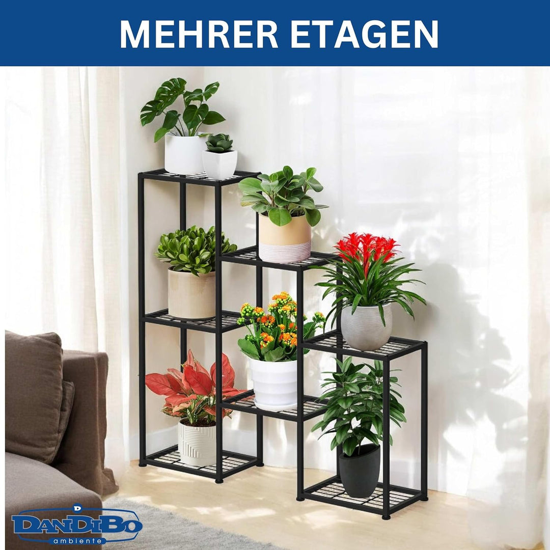 DanDiBo Blumenregal indoor Metall Schwarz 6 Ebenen 96578 Blumentreppe Modern Pflanzentreppe Design P