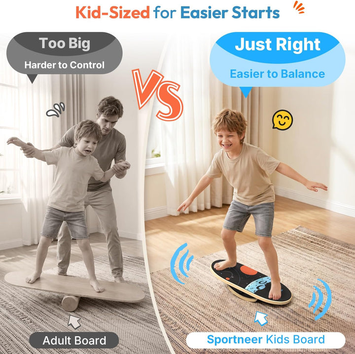 Sportneer Balance Board, Wobble Board mit verstellbaren Stoppern und Rollen | Balancier-Trainer zur