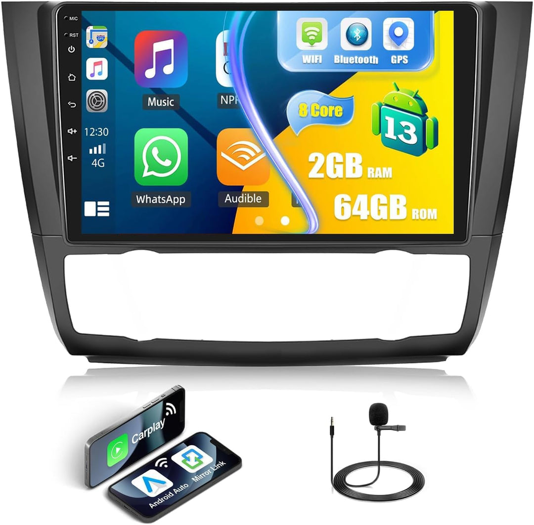 2+64G 8Core CAMECHO Android 13 Autoradio für BMW 1 Serie E81 E82 E87 E88 mit Navi,9-Zoll Auto Radio