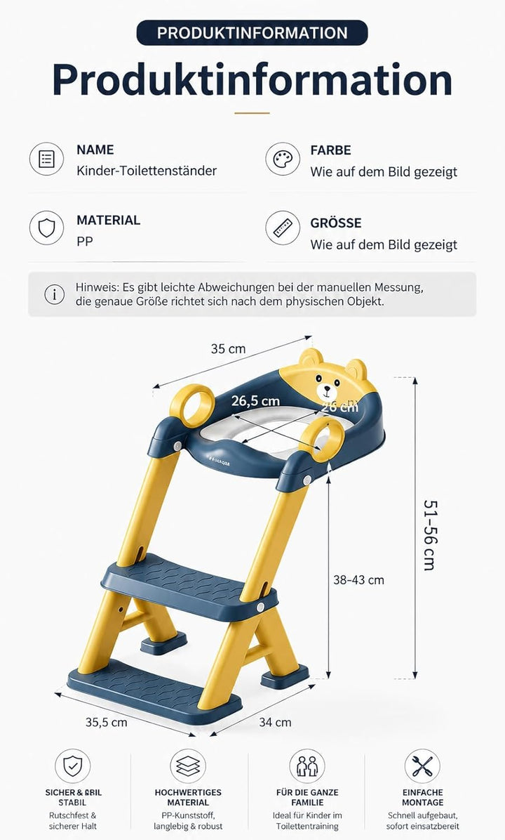 Toilettentrainer für Kinder für Jungen und Mädchen, 2 in 1 Kind Toilettensitz mit Treppe, Spritz und