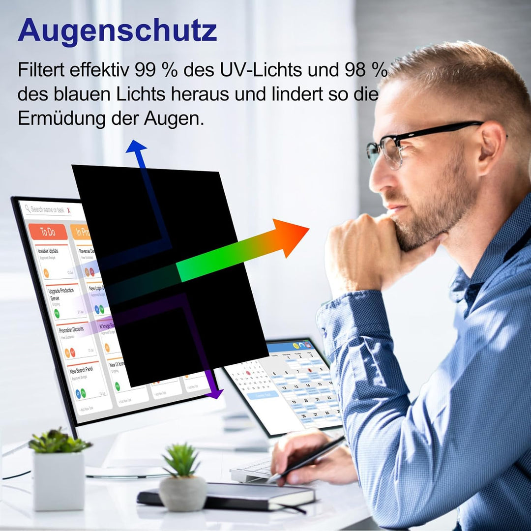 LUSA DESIGN 28 Zoll Monitor Blickschutzfilter für 16:9 Seitenverhältnis, Blendfrei Blaulichtfilter C