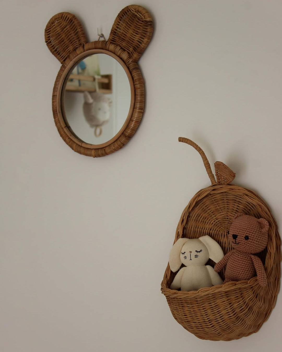 Wanddekoration Rattan Apfelform natürlich/beige 40 cm Boho Kinderzimmer Makonde