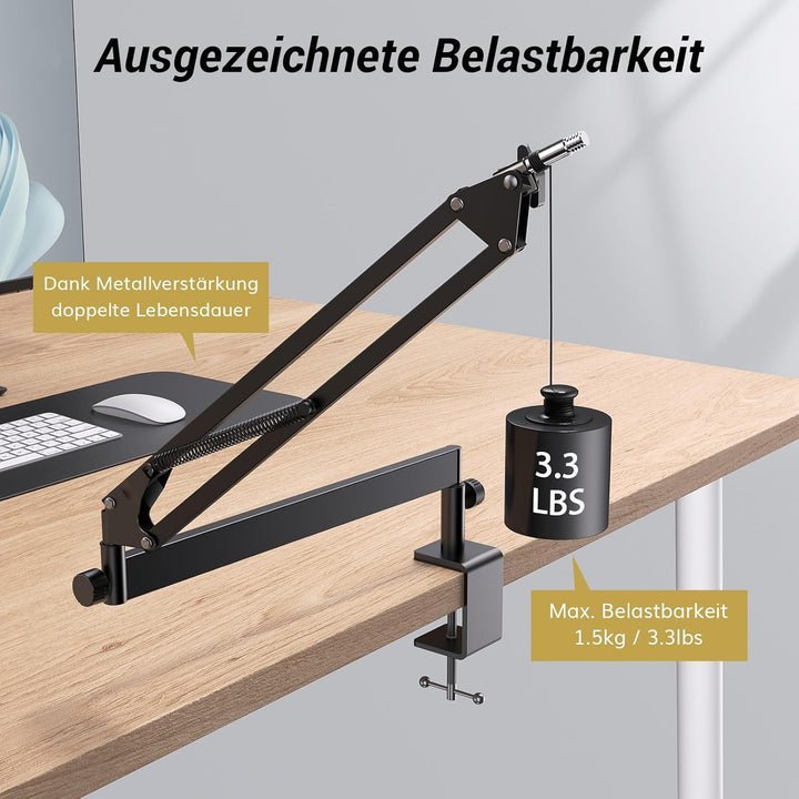 Mikrofon Arm Niedrig Profil, TONOR Low Microphone Boom Arm Auf/Ab voll verstellbar für Gaming Podcas