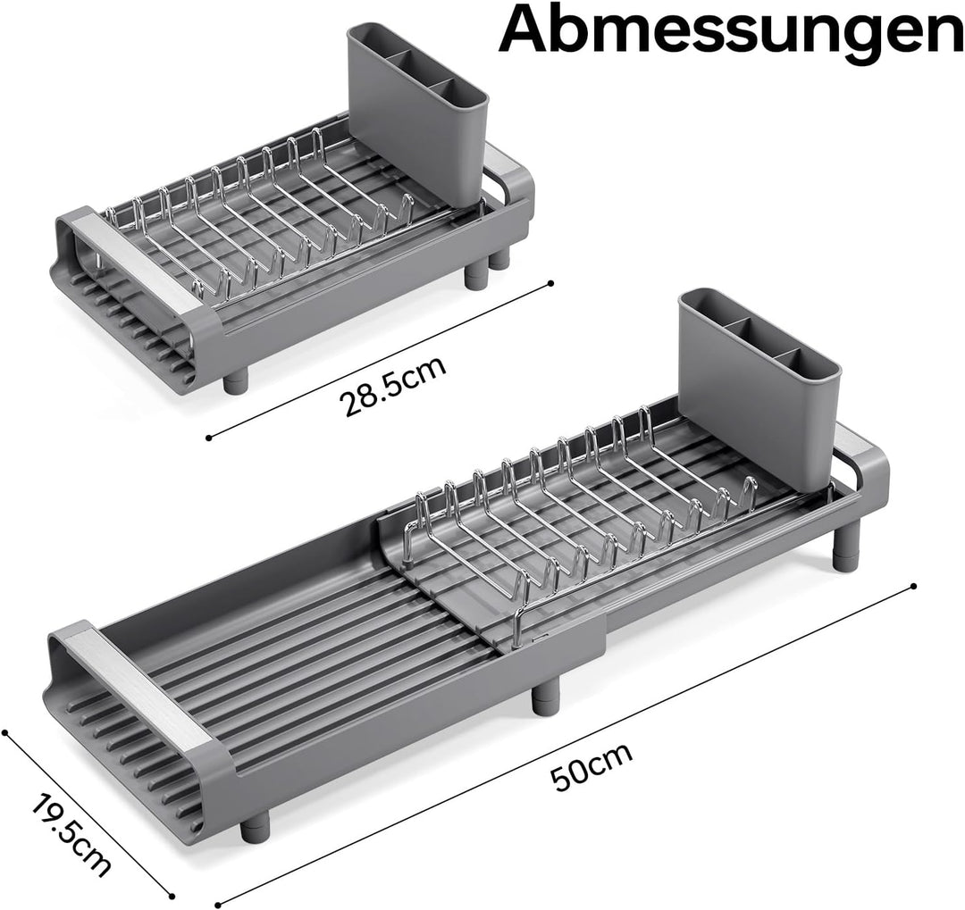 KINGRACK Kleines Abtropfgestell | Ausziehbar, Edelstahl, Rostfreier Geschirrständer für die Küche Gr