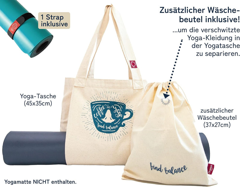 Divasya Yoga-Tasche: geräumige Yogamatten-Tasche aus 100% Bio-Baumwolle, mit Seitentasche für die Yo