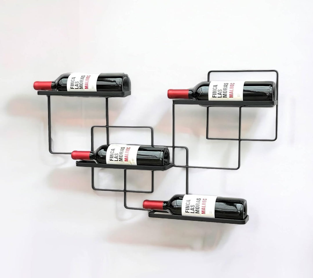 DanDiBo Weinregal Wand Metall Schwarz Wine Line Flaschenregal Flaschenständer Flaschenhalter für 4 F