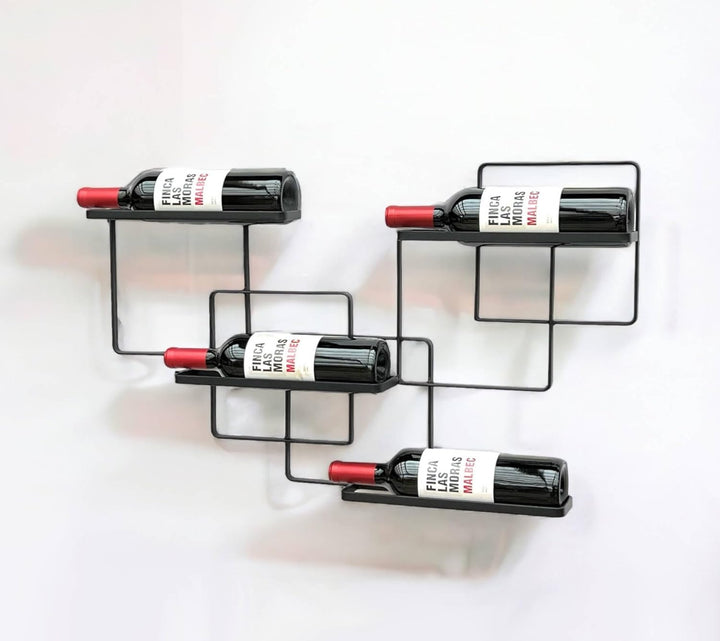 DanDiBo Weinregal Wand Metall Schwarz Wine Line Flaschenregal Flaschenständer Flaschenhalter für 4 F