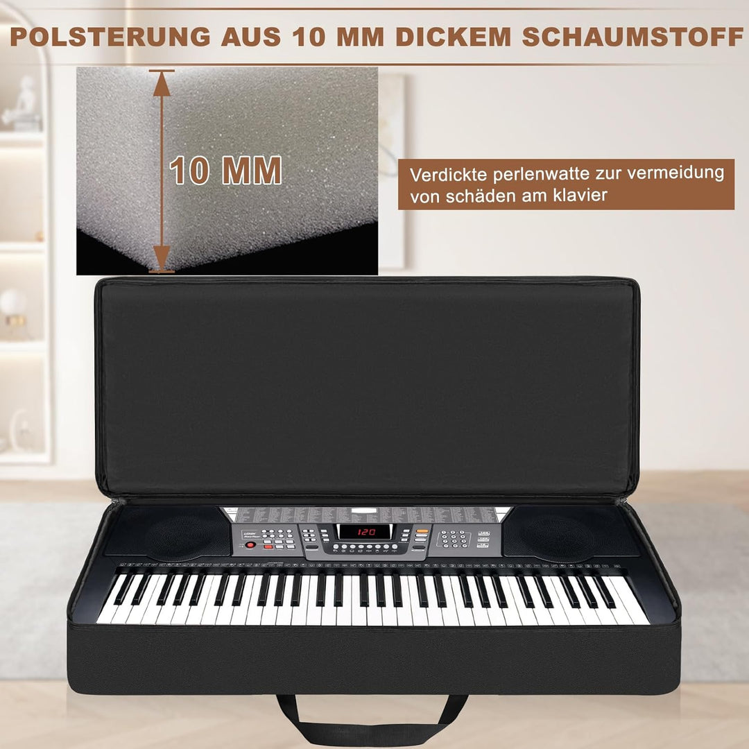 61 Key Keyboard Tasche, Robuste 600D Oxford Keyboardtasche 61 Tasten mit 10 mm Polsterung, Keyboard-