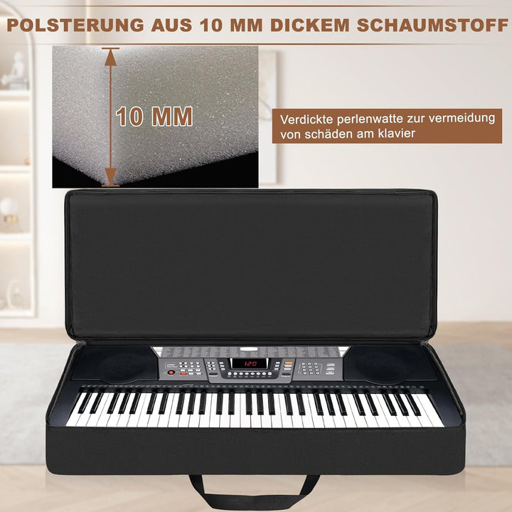 61 Key Keyboard Tasche, Robuste 600D Oxford Keyboardtasche 61 Tasten mit 10 mm Polsterung, Keyboard-