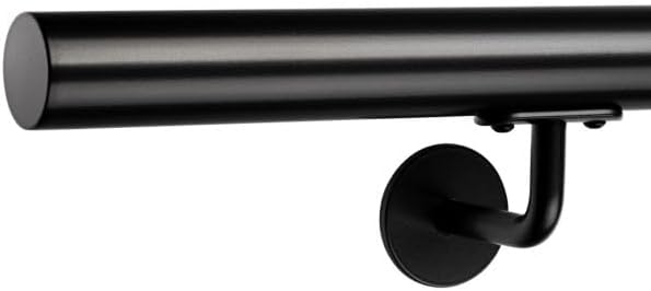 Sellon24 Wandhandlauf Edelstahl AISI 304 Ø42,4 mm pulverbeschichtet Schwarz RAL 9005 - FlowDrill-Gew