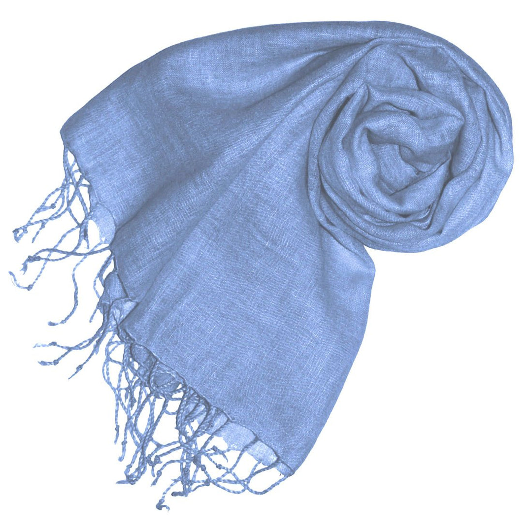 Lorenzo Cana Damenschal Leinenschal 100% Leinen 70 x 180 cm Tuch Naturfaser Trendfarbe Hellblau 9330