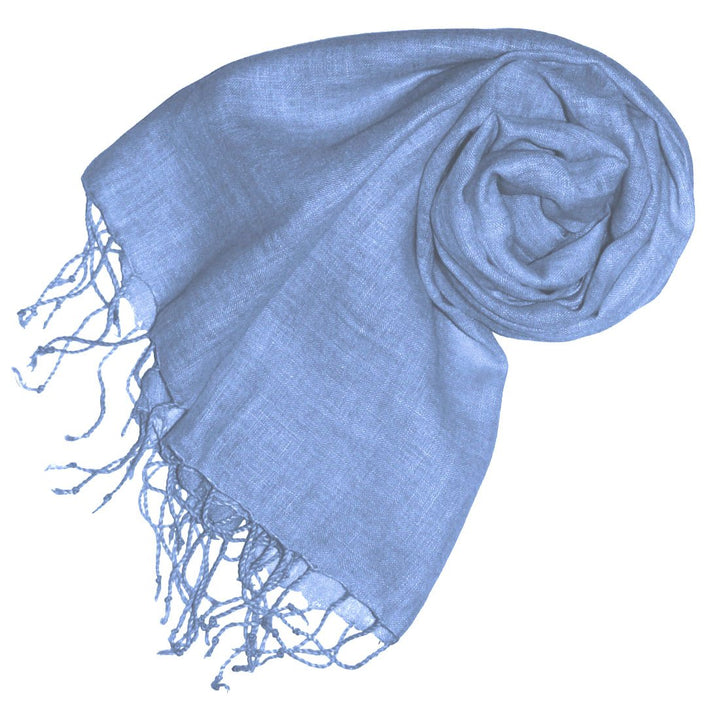 Lorenzo Cana Damenschal Leinenschal 100% Leinen 70 x 180 cm Tuch Naturfaser Trendfarbe Hellblau 9330