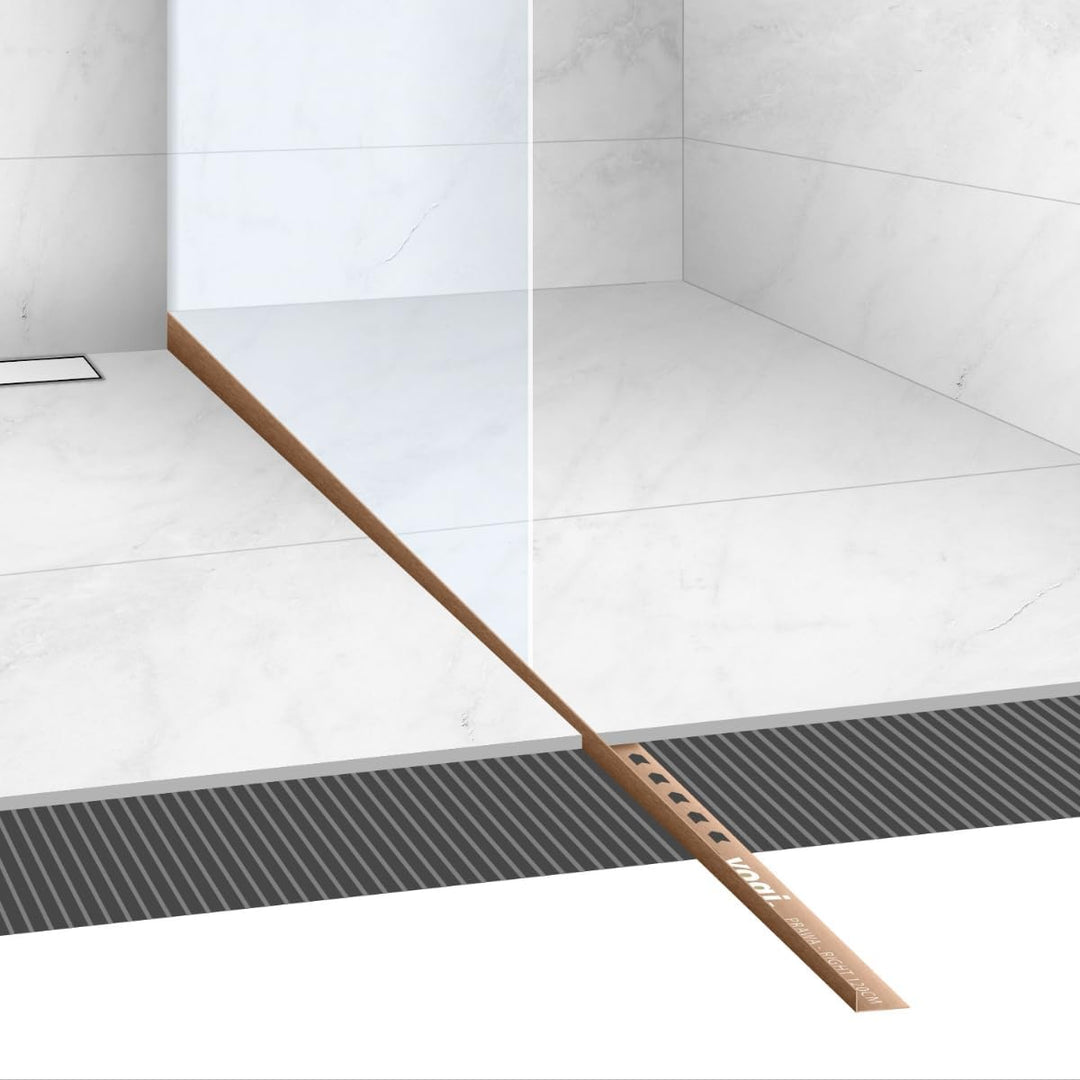 VOGI Gefälleprofil Gefälleprofil für Glasduschen RECHTS KUPFER 120cm Skandinavischer Edelstahl Dauer