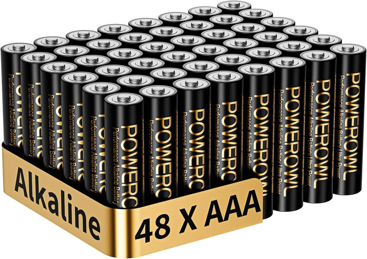 POWEROWL Batterien AAA Alkaline Hochleistungs 48 Stück 1,5 V langlebige AAA Batterie 10 Jahre Haltba