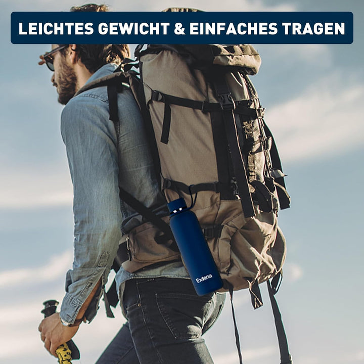 Exllena Trinkflasche Edelstahl 500ml - Hochwertige Thermosflasche Mit Silikongriff für Sport, Büro u