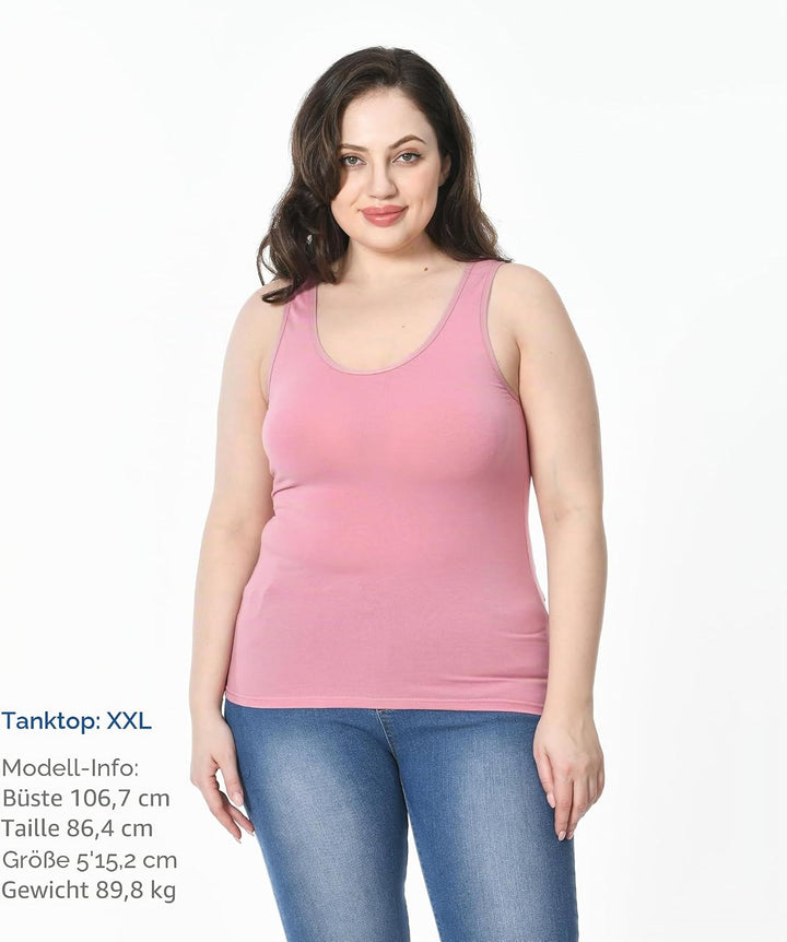 Comfneat Damen 4-Pack Tank Tops Stretch Baumwolle Elasthan Bequeme Unterhemden S Color-set-7 4-pack,