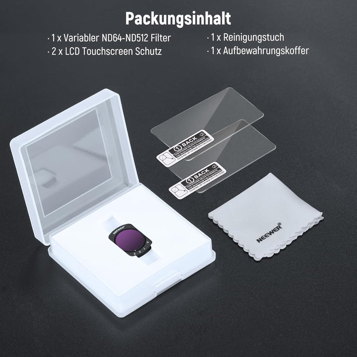 NEEWER ND64-512 Variabler ND Filter Kompat mit DJI Osmo Pocket 3, Magnetisch Filter mit 6-9 begrenzt