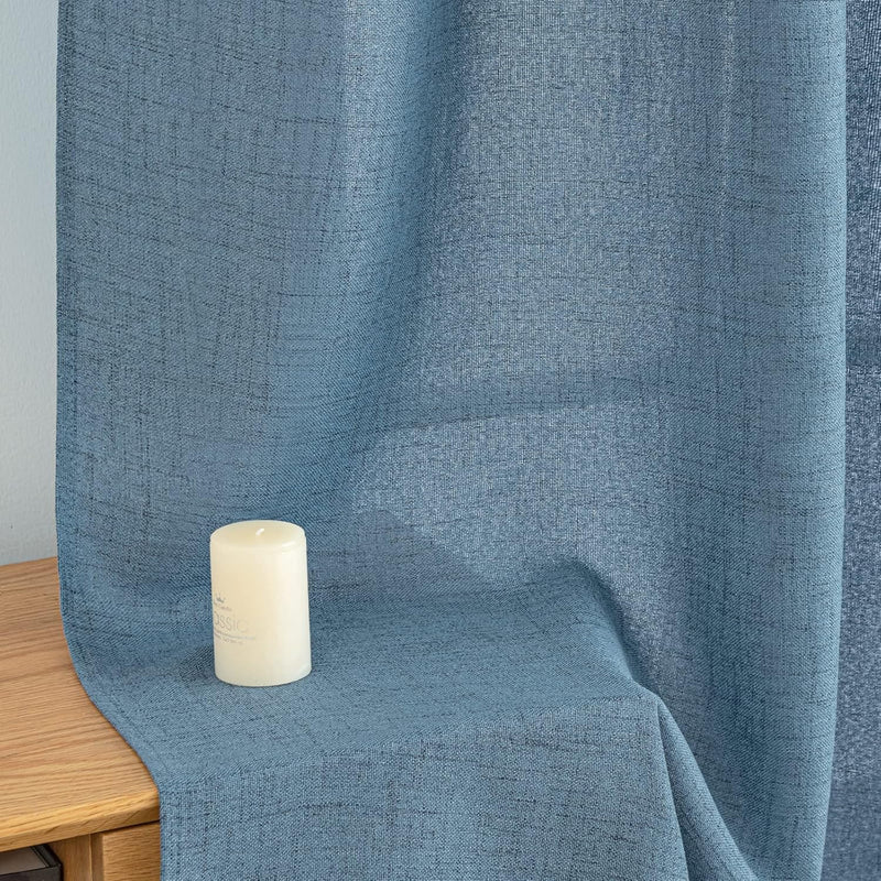 MIULEE Leinen Vorhänge mit Leinen Ringe Effekt Wohnzimmer Modern Semi-transparent Voile Vorhang Natu