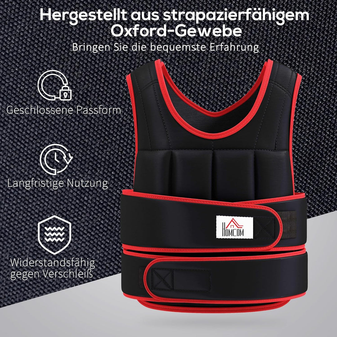 HOMCOM 20 kg Trainingsweste Gewichtsweste mit doppelten Gurten verstellbar Krafttraining Fitness Oxf