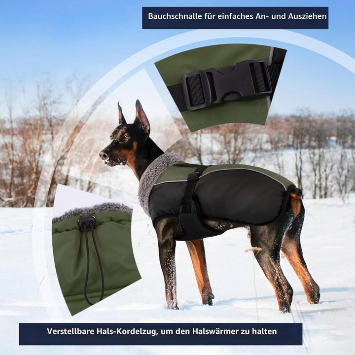 IECOii Hundemantel Winter,Warme Fleece Rollkragen Hundejacke,Wasserdicht Winterjacken Wintermäntel f