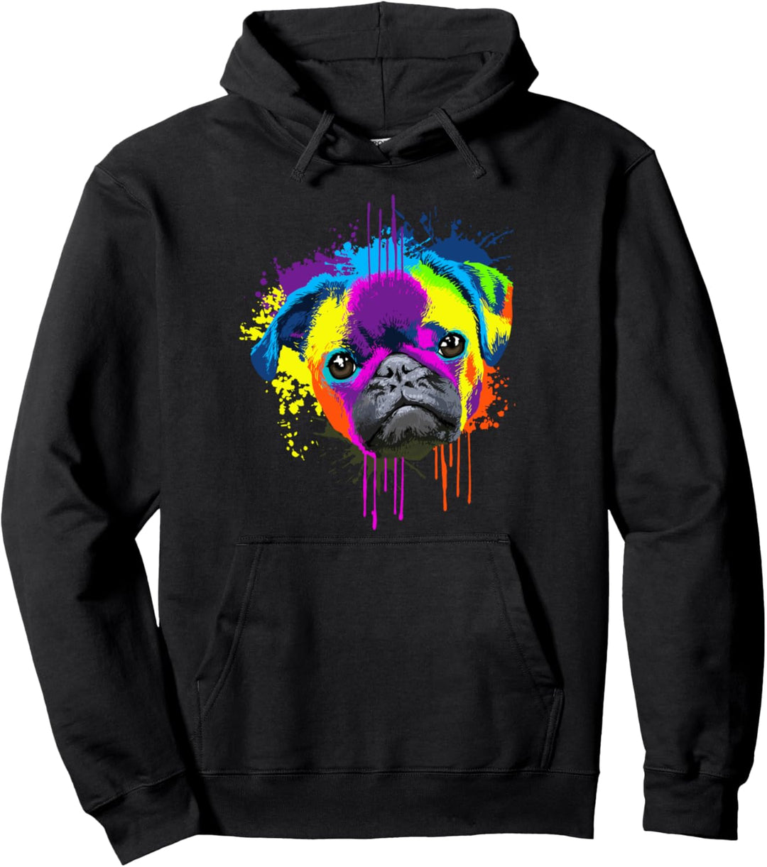 Splash Art Mops Hundehalter Geschenkidee Hunde Pullover Hoodie