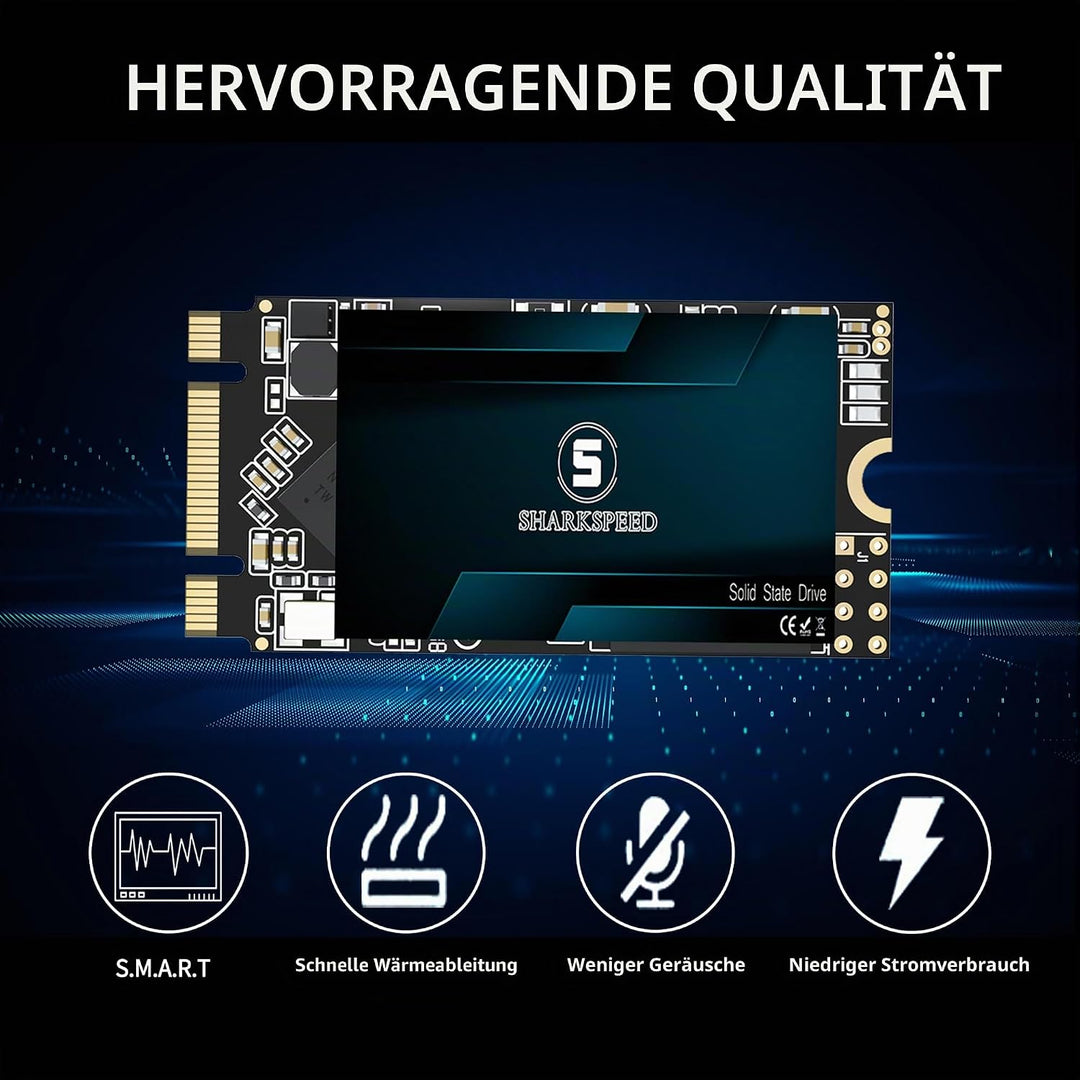 SHARKSPEED SSD 1TB M.2 2242 42mm NGFF TLC 3D NAND SATA 3 (6Gb/s), SSD Festplatte Interne Solid State