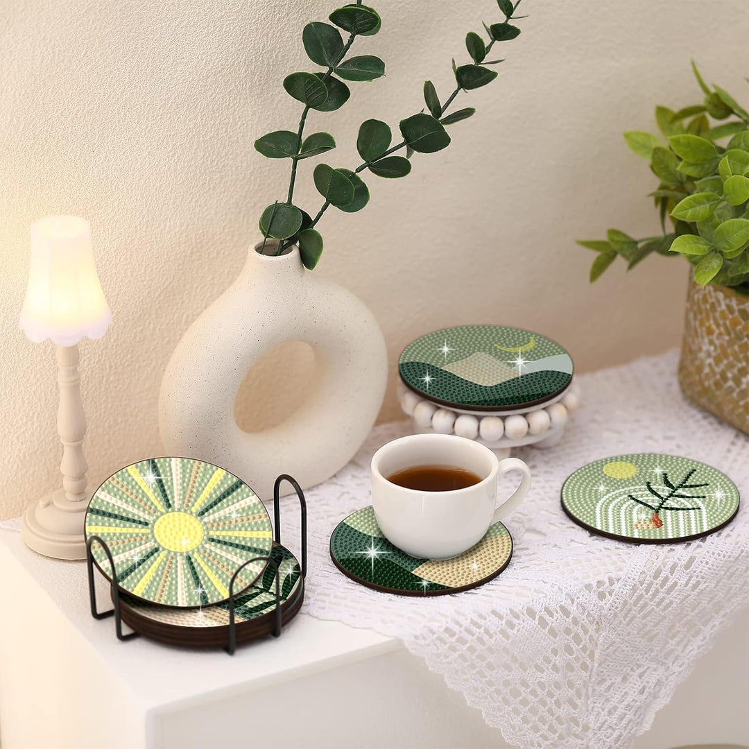 Diamond Painting Weihnachten Untersetzer DIY Set, 8 Stück rutschfeste Tassenuntersetzer Coasters, Ba
