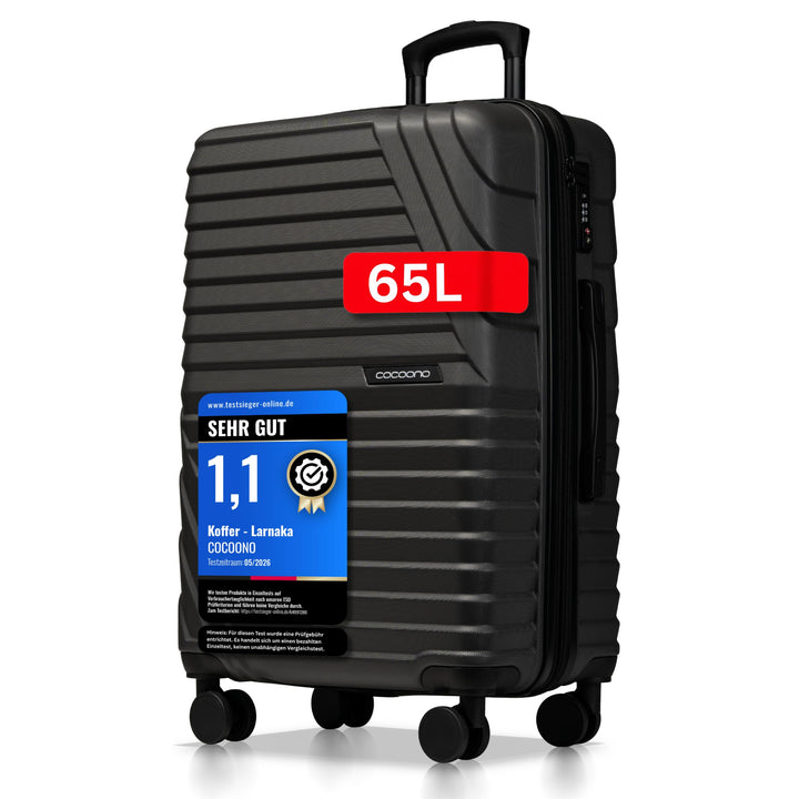 COCOONO Hartschalenkoffer Mittelgross – 60L - 67L Volumen – 8 Rollen 360° drehbar – Leichter ABS Kof