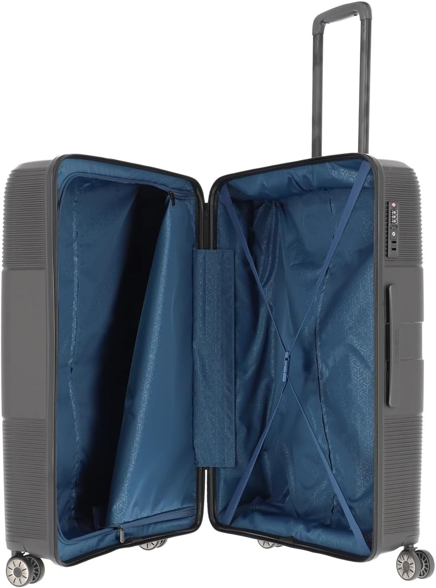 travelite 4-Rad Hartschalen Koffer gross mit TSA Schloss, Gepäck Serie WAAL: Stabiler Trolley mit re