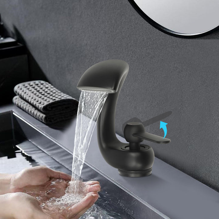 Wasserhahn Bad-Mischbatterie, Wasserfall Badezimmerarmatur, moderner Waschtischarmatur, Wasserfallar