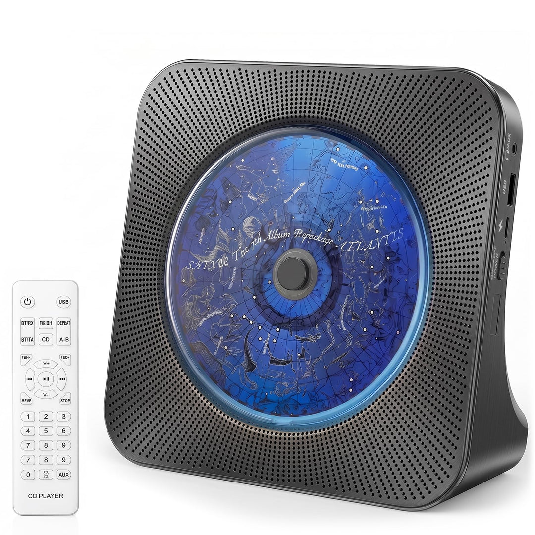 Gueray CD Players Bluetooth CD-Player mit Lautsprecher Unterstützt Fernbedienung Anzeige FM Radio mi